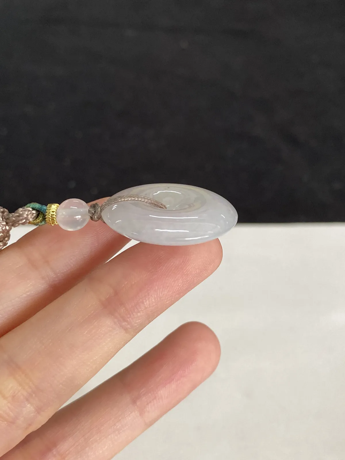 翡翠冰糯种平安扣，配珠未测