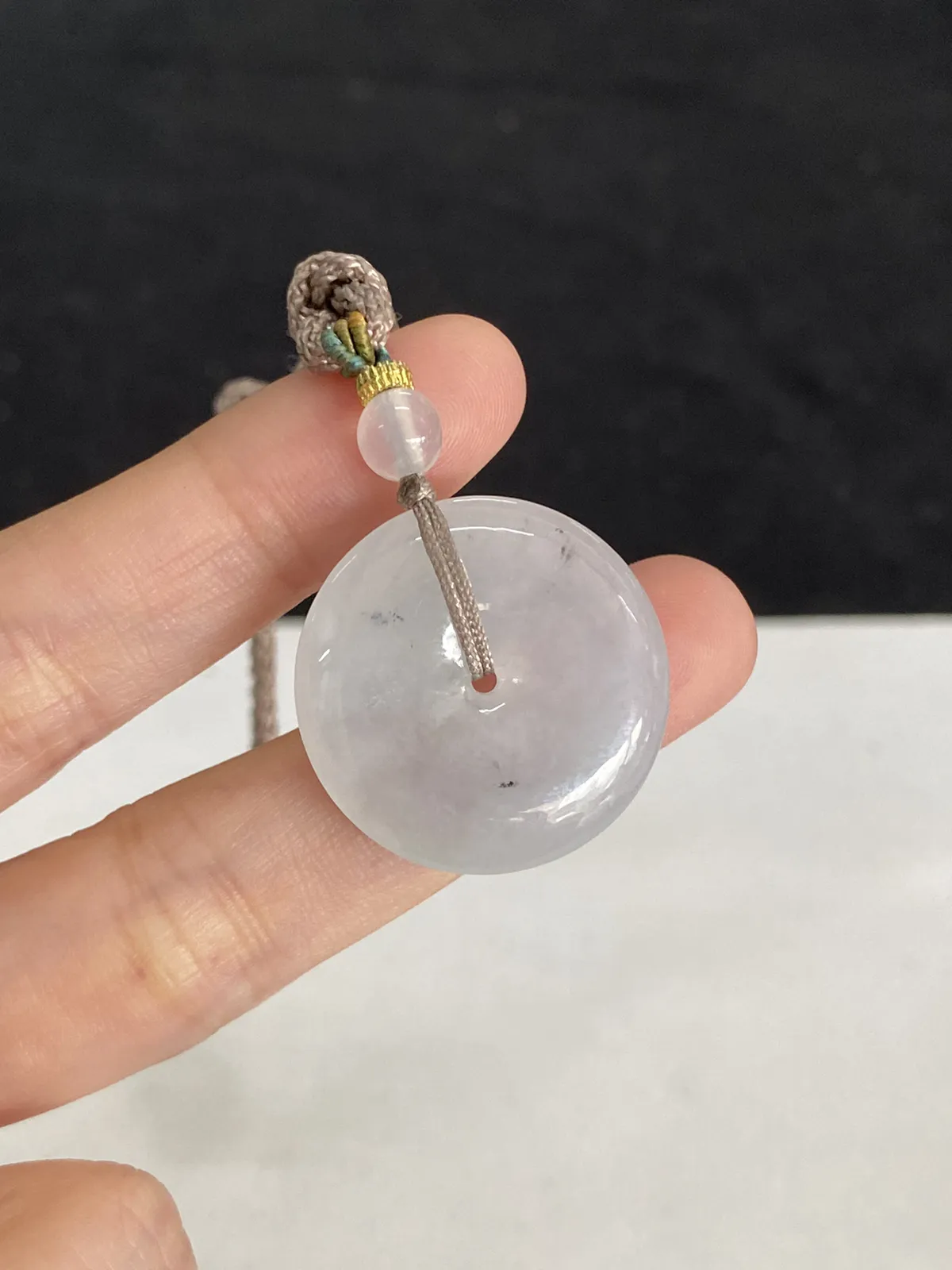 翡翠冰糯种平安扣，配珠未测