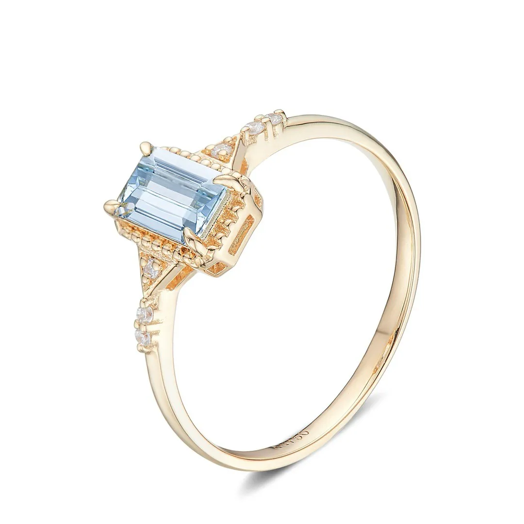 天然海蓝宝戒指，18k金配天然南非真钻镶嵌，上手效果好。
主石：0.65ct，配钻：6，总重：1.625g，圈口：14，编号：DQXP694877