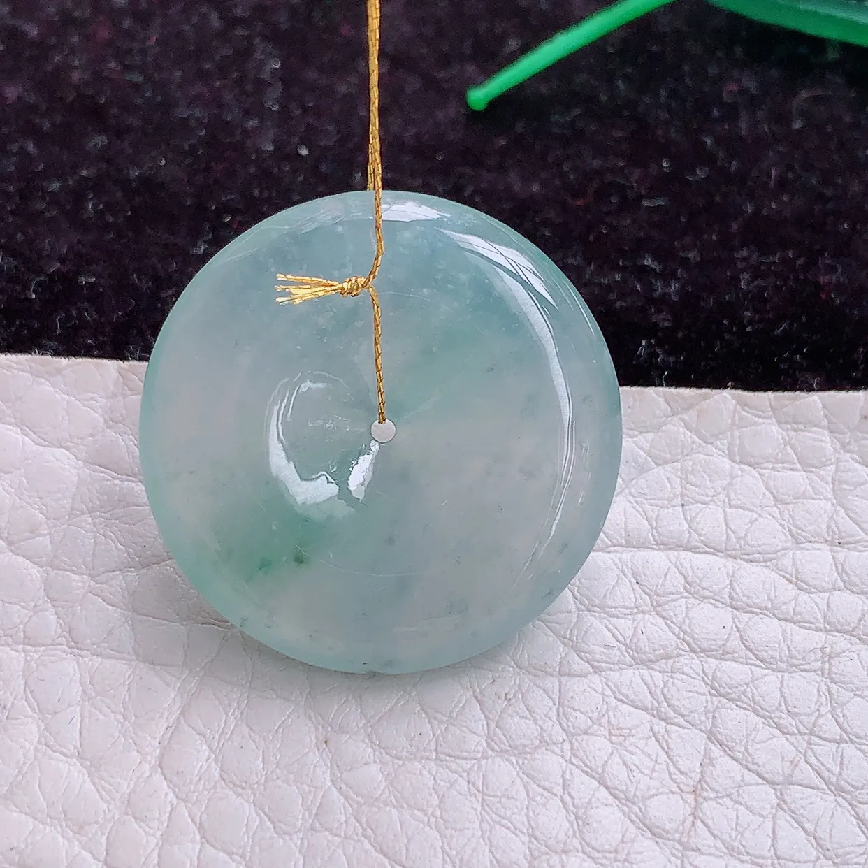 实拍ws 缅甸翡翠A货冰胶飘花饱满平安扣 玉扣玉吊坠 玉挂件27.5*5.3mm