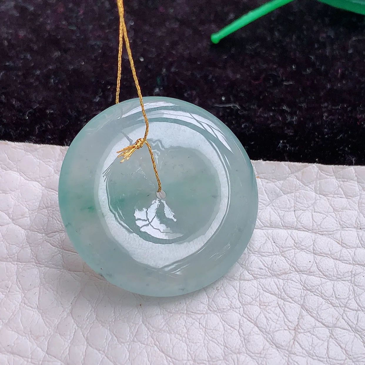 实拍ws 缅甸翡翠A货冰胶飘花饱满平安扣 玉扣玉吊坠 玉挂件27.5*5.3mm