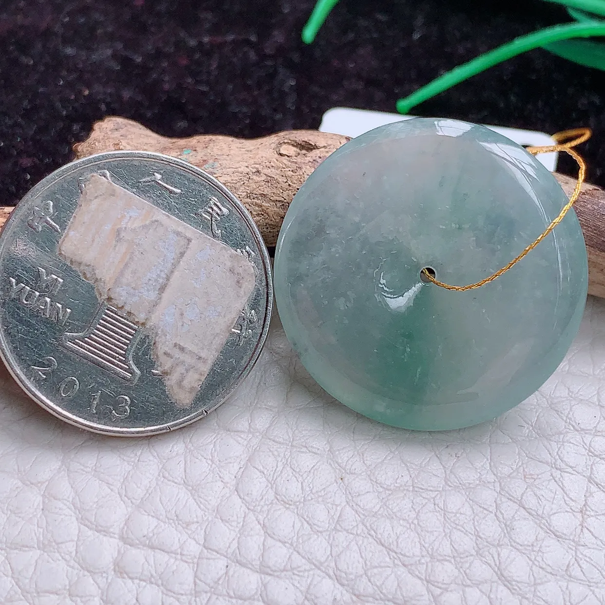 实拍ws 缅甸翡翠A货冰胶飘花饱满平安扣 玉扣玉吊坠 玉挂件27.5*5.3mm