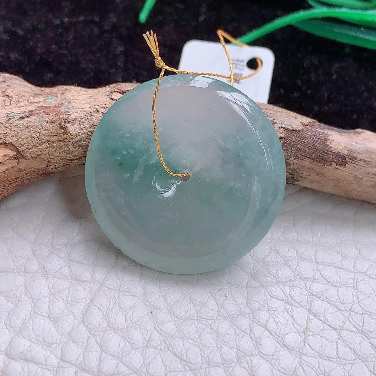 实拍ws 缅甸翡翠A货冰胶飘花饱满平安扣 玉扣玉吊坠 玉挂件27.5*5.3mm