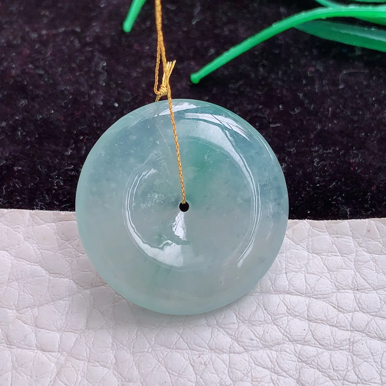 实拍ws 缅甸翡翠A货冰胶飘花饱满平安扣 玉扣玉吊坠 玉挂件27.5*5.3mm