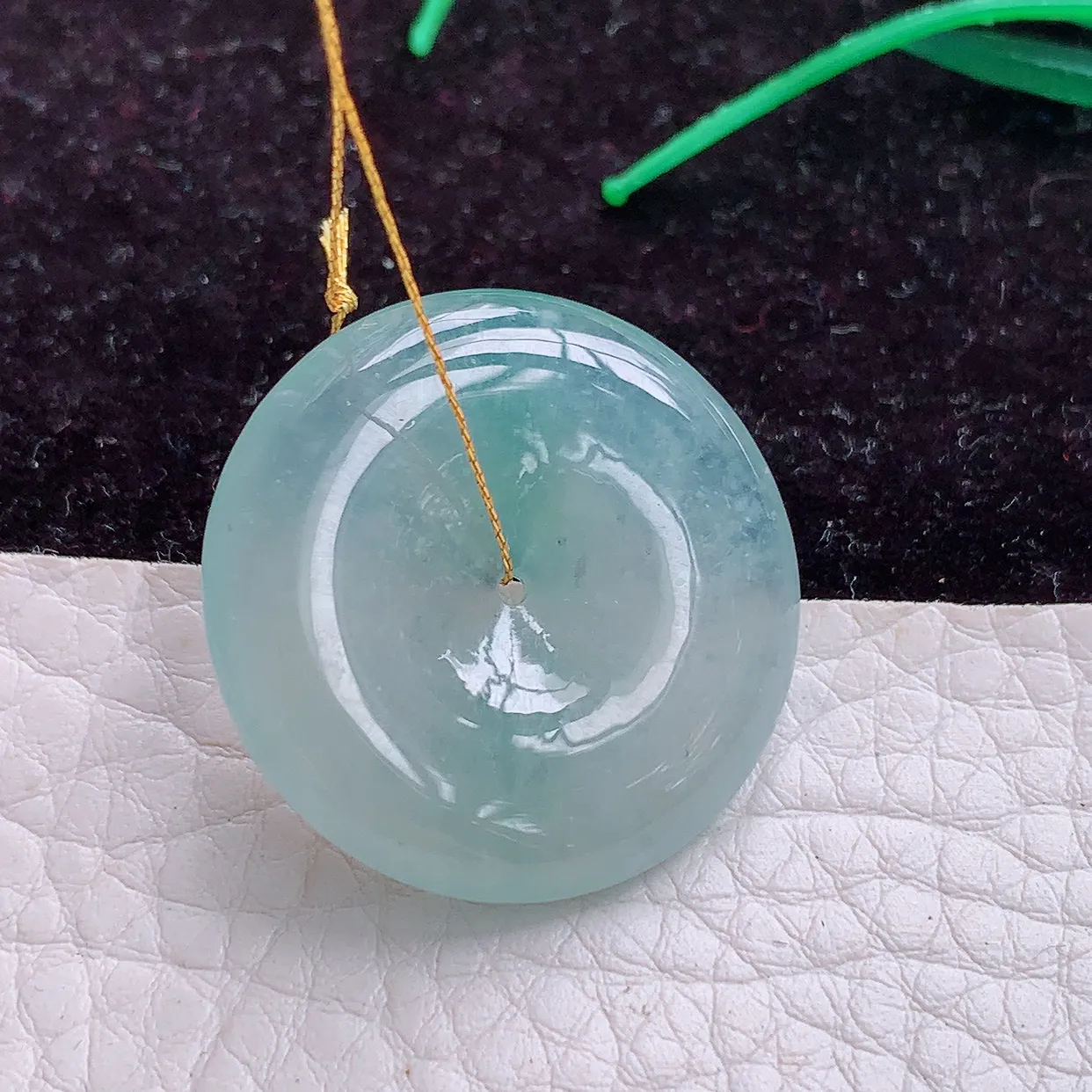 实拍ws 缅甸翡翠A货冰胶飘花饱满平安扣 玉扣玉吊坠 玉挂件27.5*5.3mm