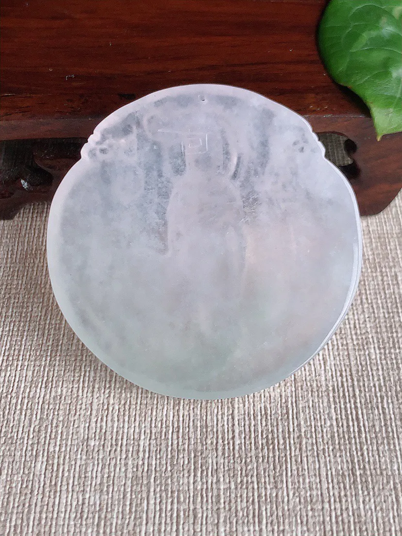 缅甸a货翡翠ddj老坑冰种白月光文殊菩萨吊坠 整体50.3×50×6mm 29.39