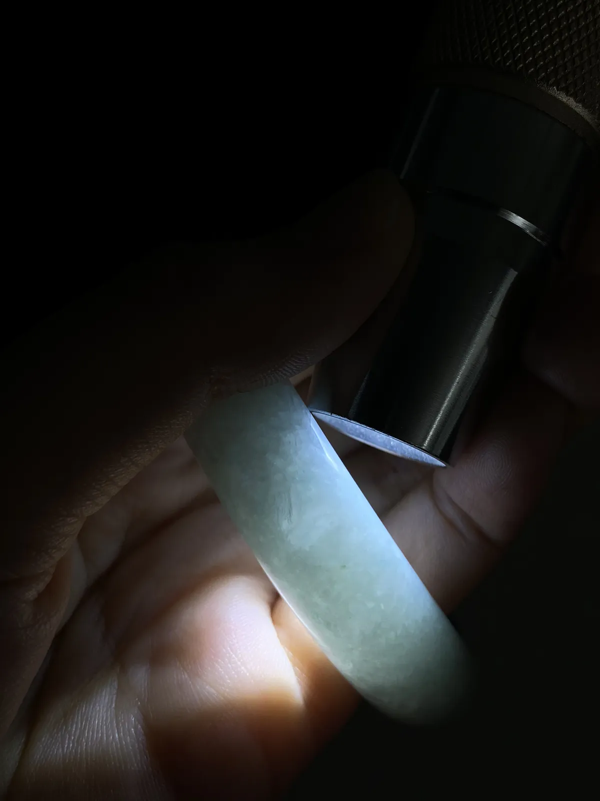 正圈56圈口，翡翠冰糯种白色手镯