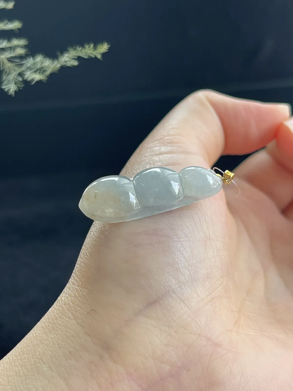 翡翠冰糯种黄色福豆，印记：G18K