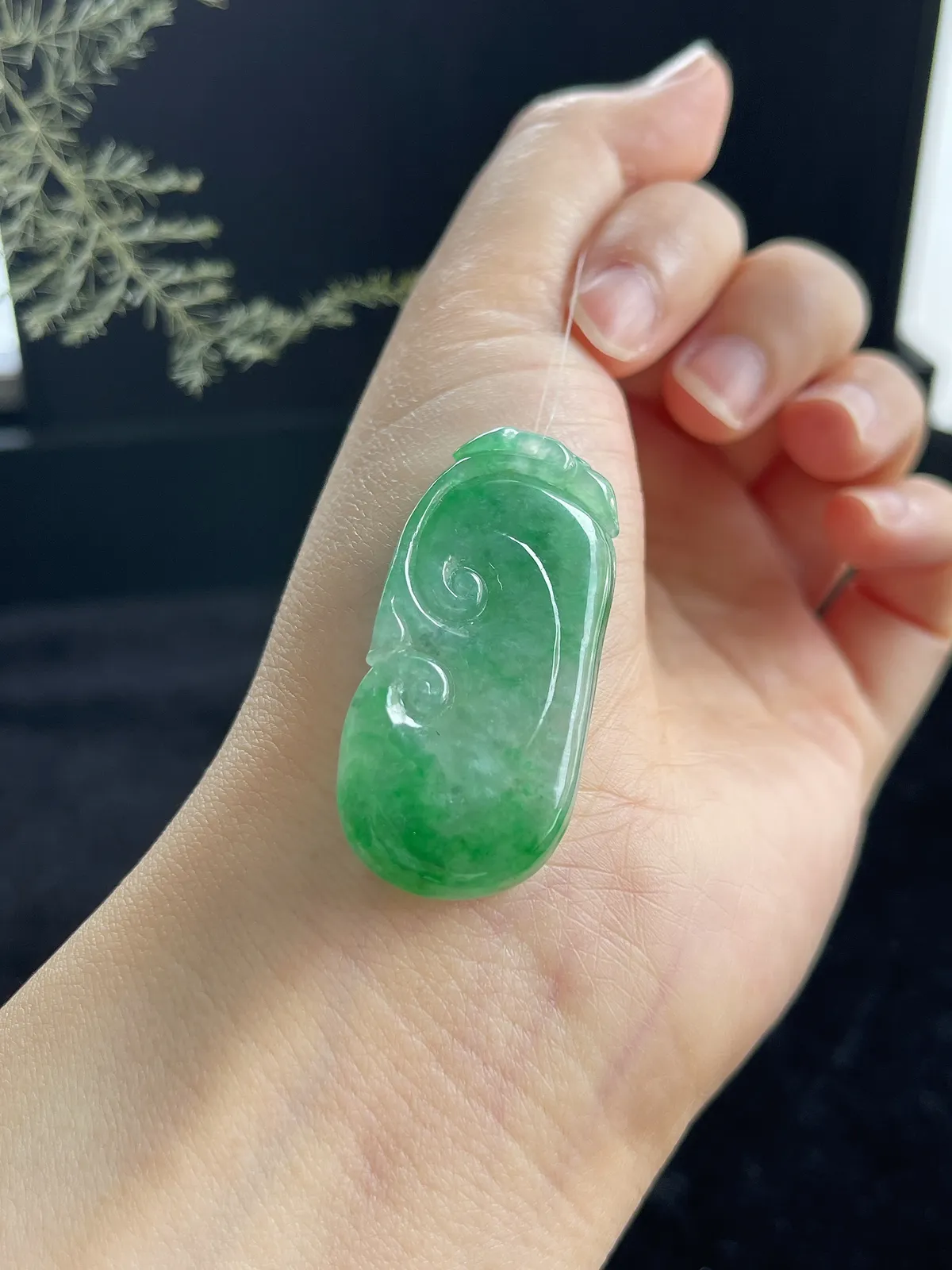 翡翠冰糯种飘绿如意