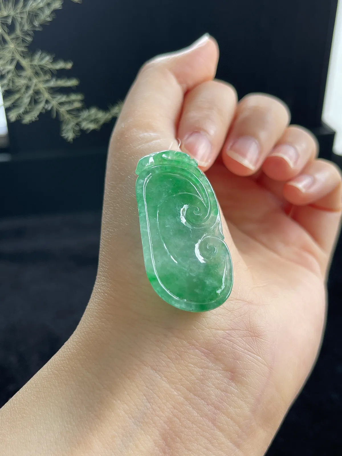 翡翠冰糯种飘绿如意