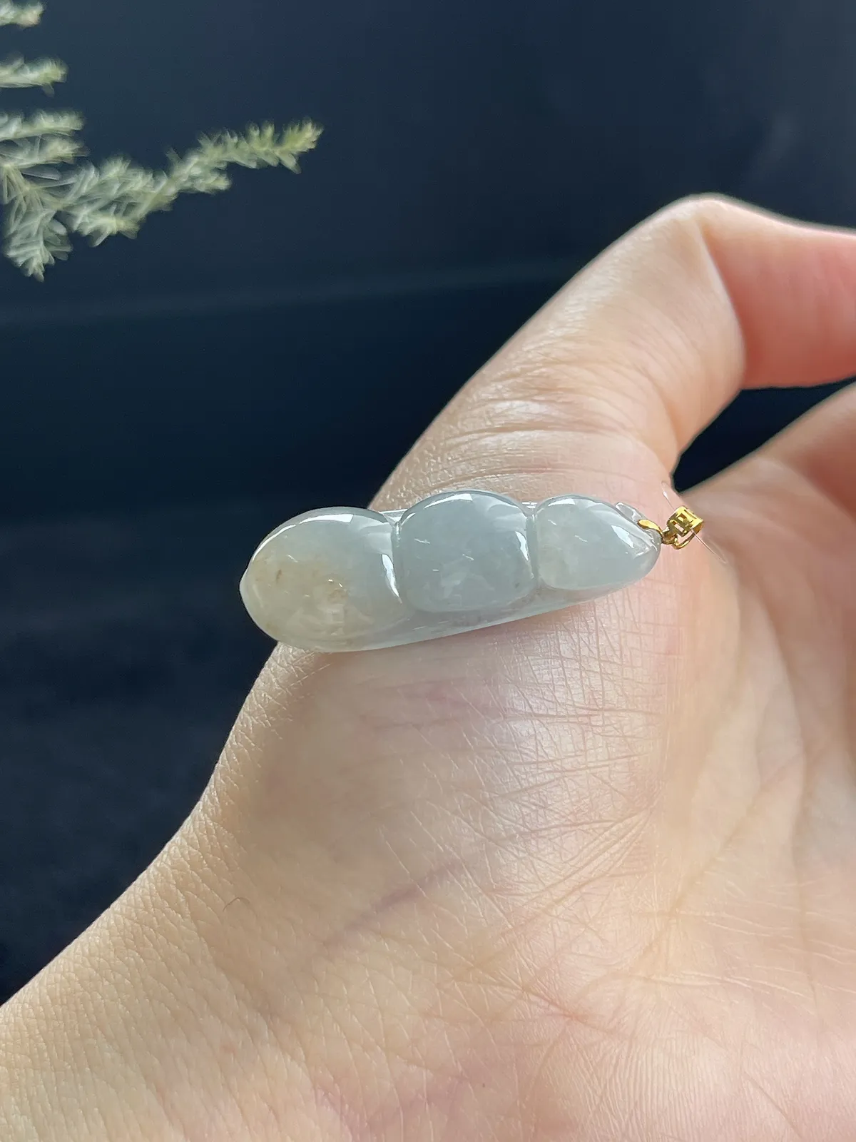 翡翠冰糯种黄色福豆，印记：G18K