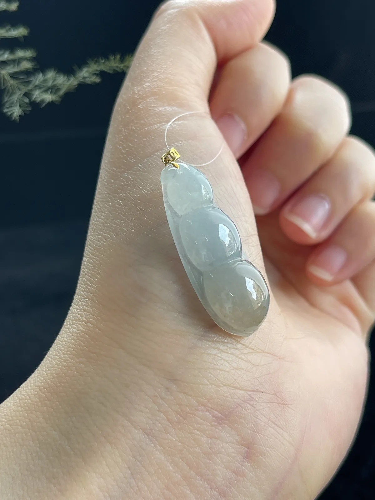 翡翠冰糯种黄色福豆，印记：G18K