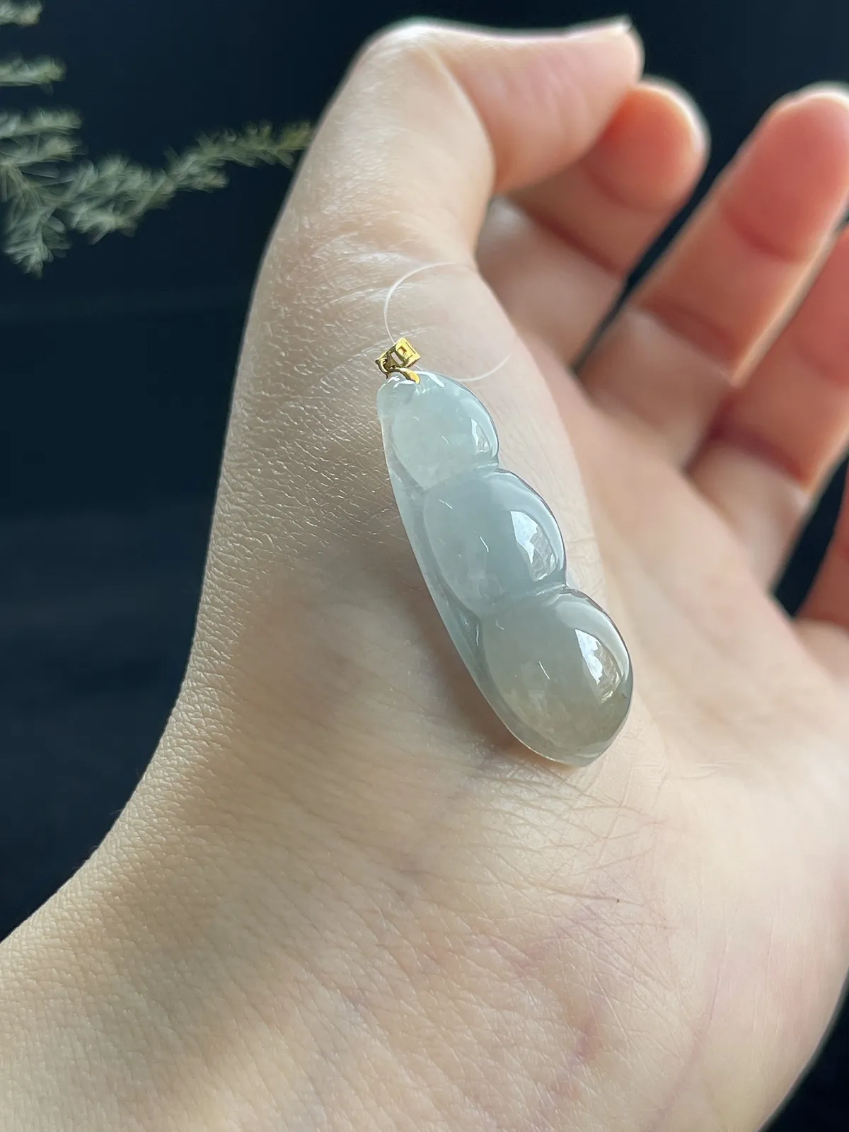 翡翠冰糯种黄色福豆，印记：G18K
