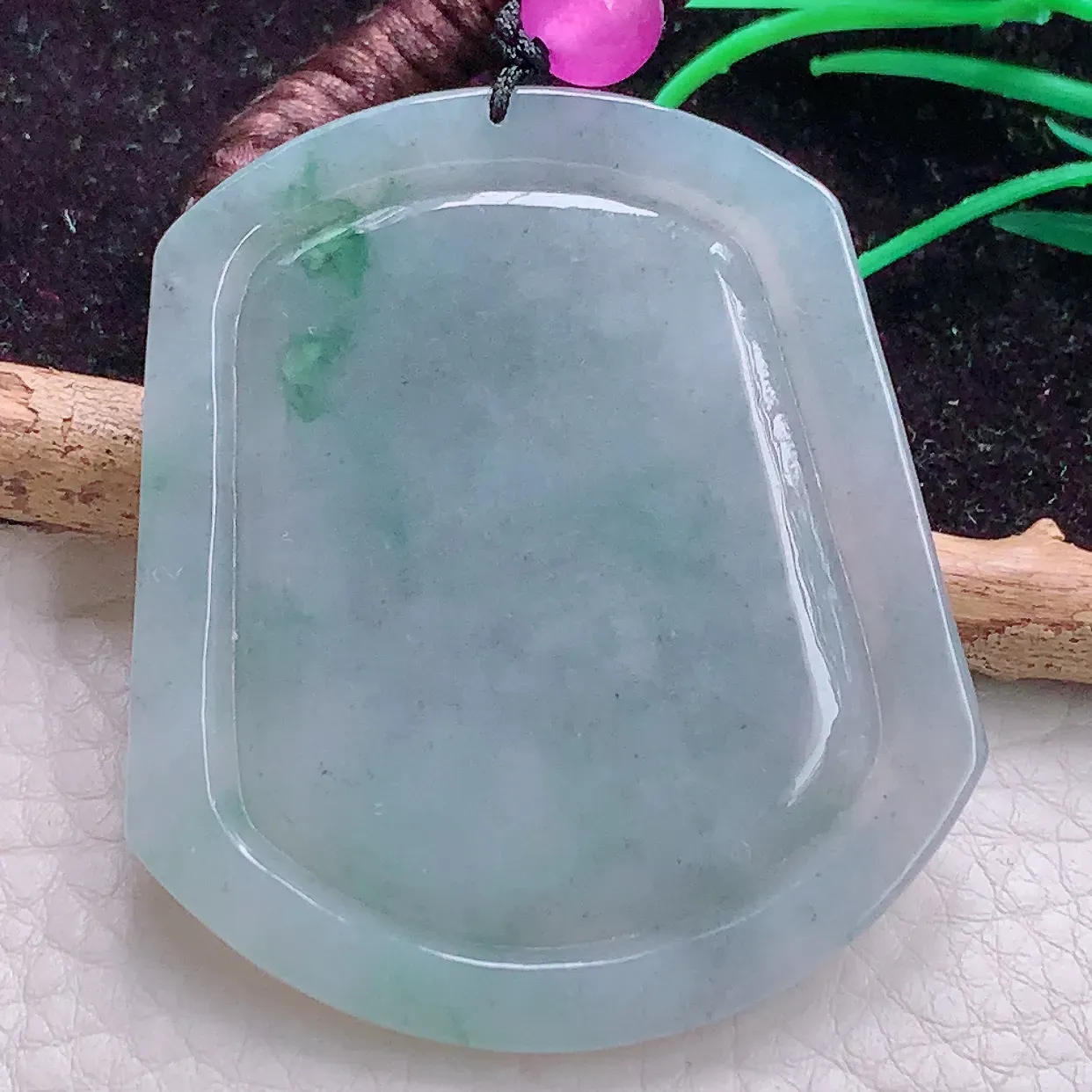 实拍t缅甸翡翠A货冰胶飘花生肖守护神不动冥王玉吊坠 玉挂件57*48.8*6.3mm