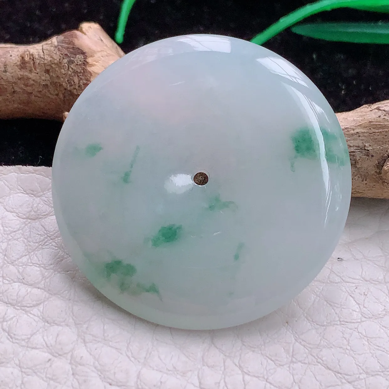 实拍f9缅甸翡翠A货胶感飘逸大平安扣 玉扣玉吊坠 玉挂件35*5.3mm