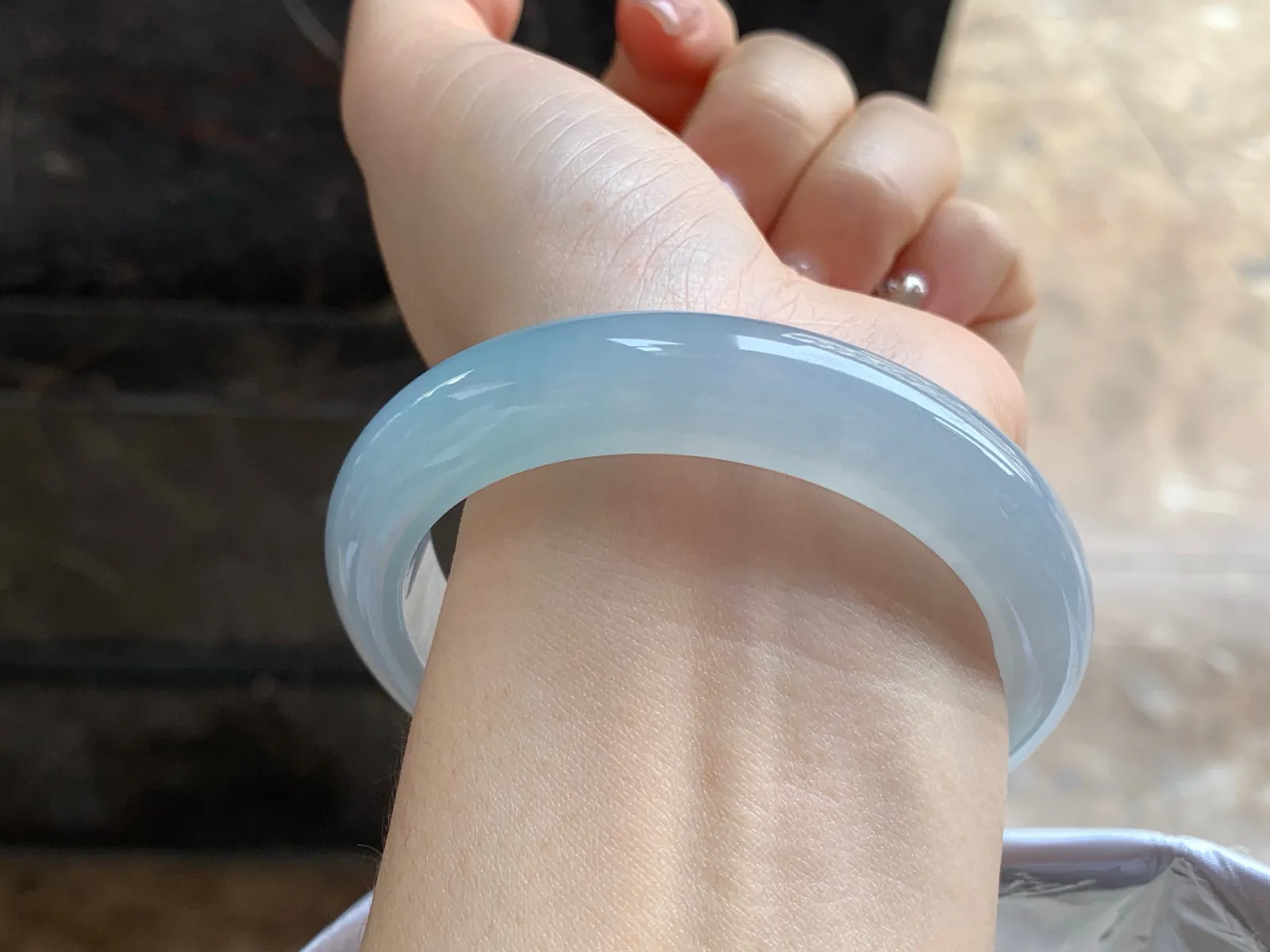 冰手镯，种好水润，56.6/12.5/9.3mm