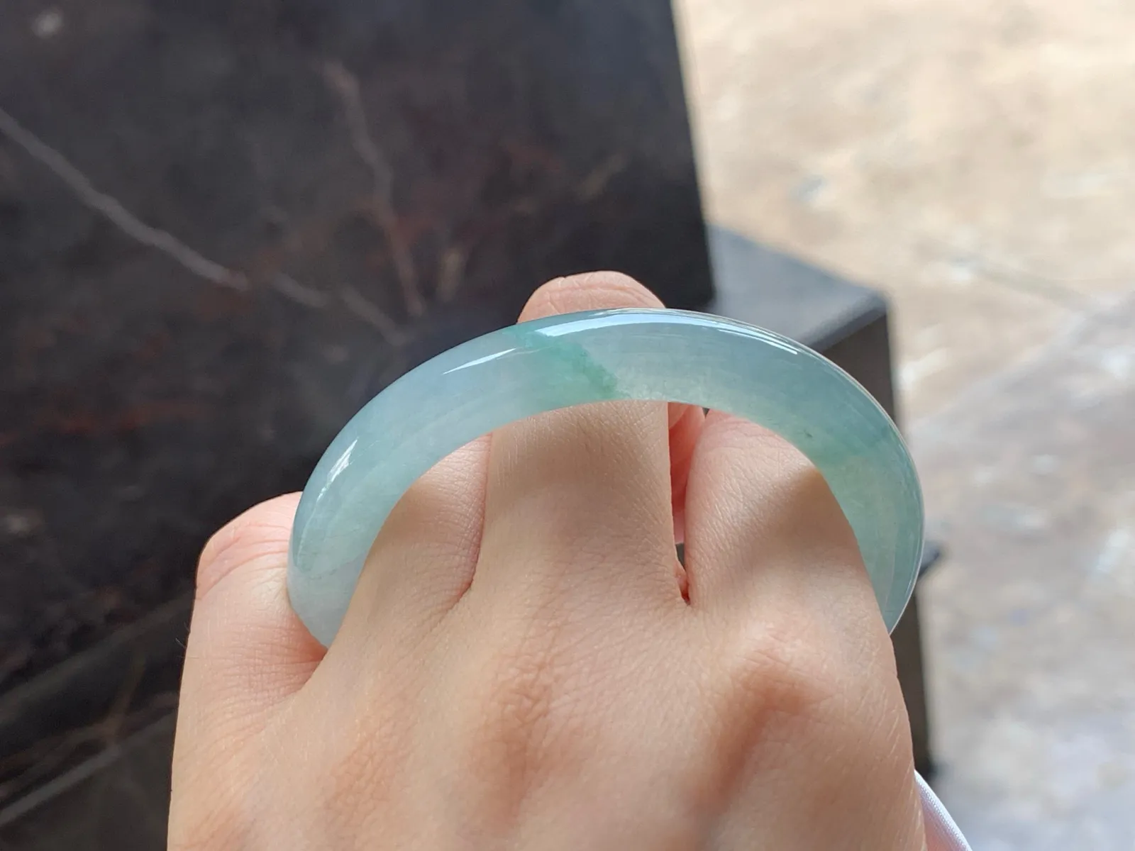 冰晴圆条手镯，底色漂亮，种好水足，51.8/8.6mm