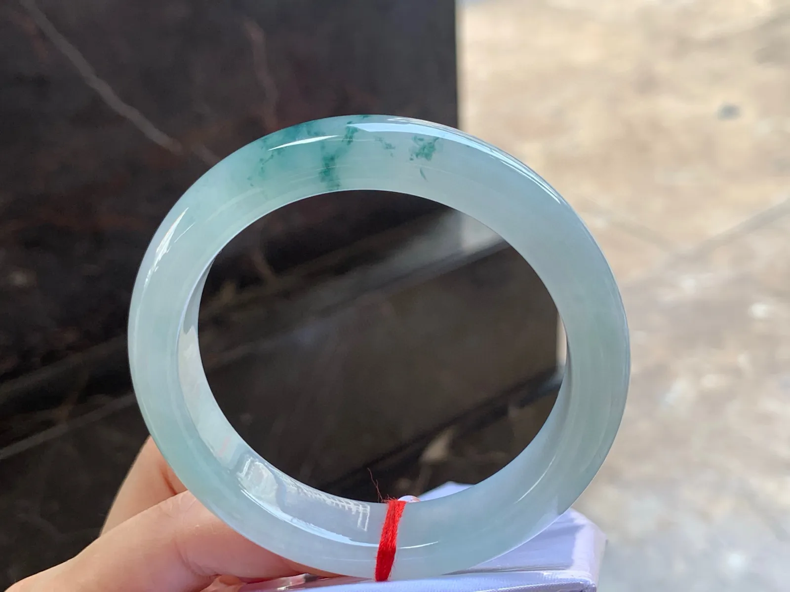 冰飘花手镯，种好水润，飘花灵动，57.3/12.7/8.6mm