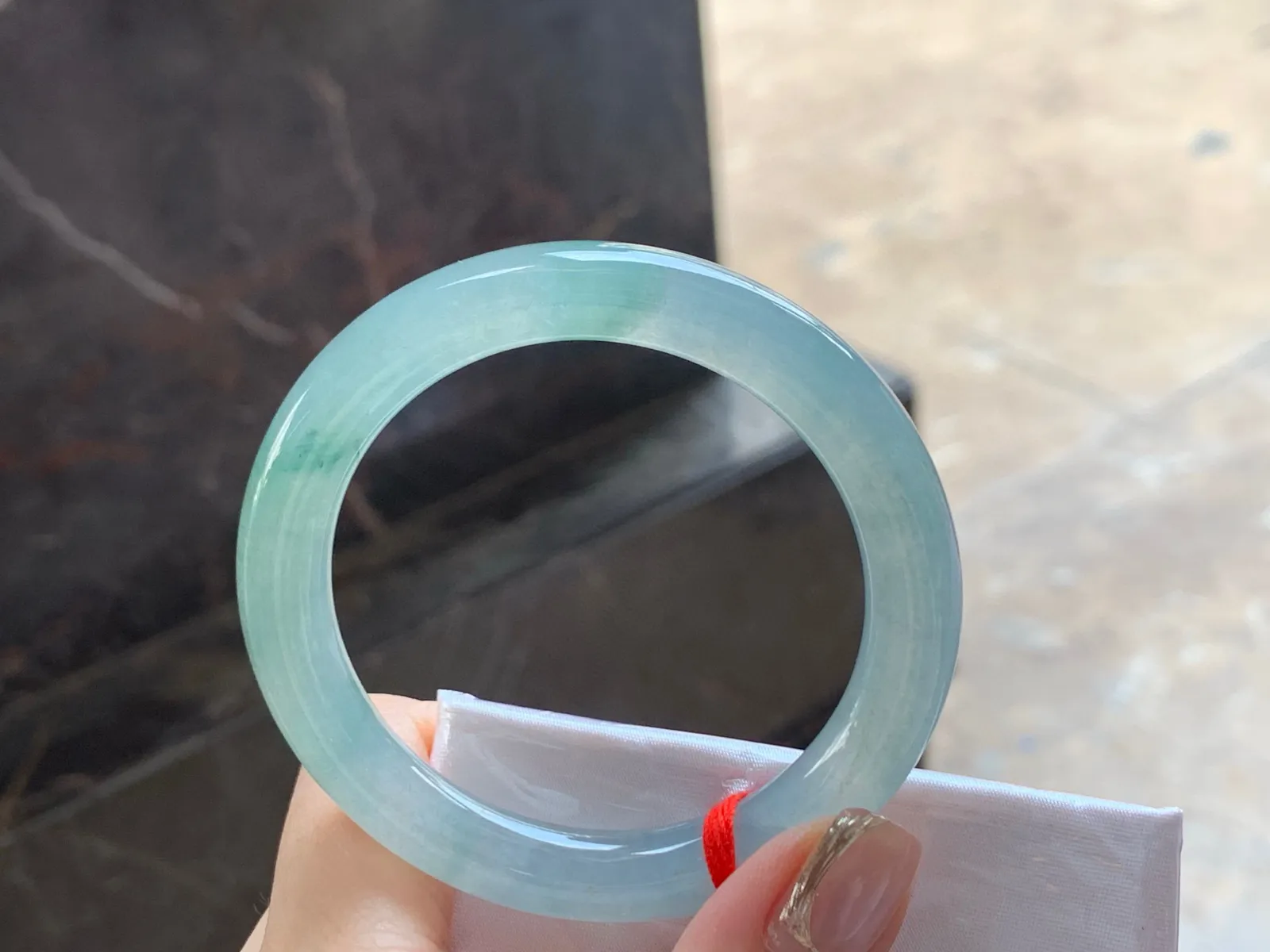 冰晴圆条手镯，底色漂亮，种好水足，51.8/8.6mm