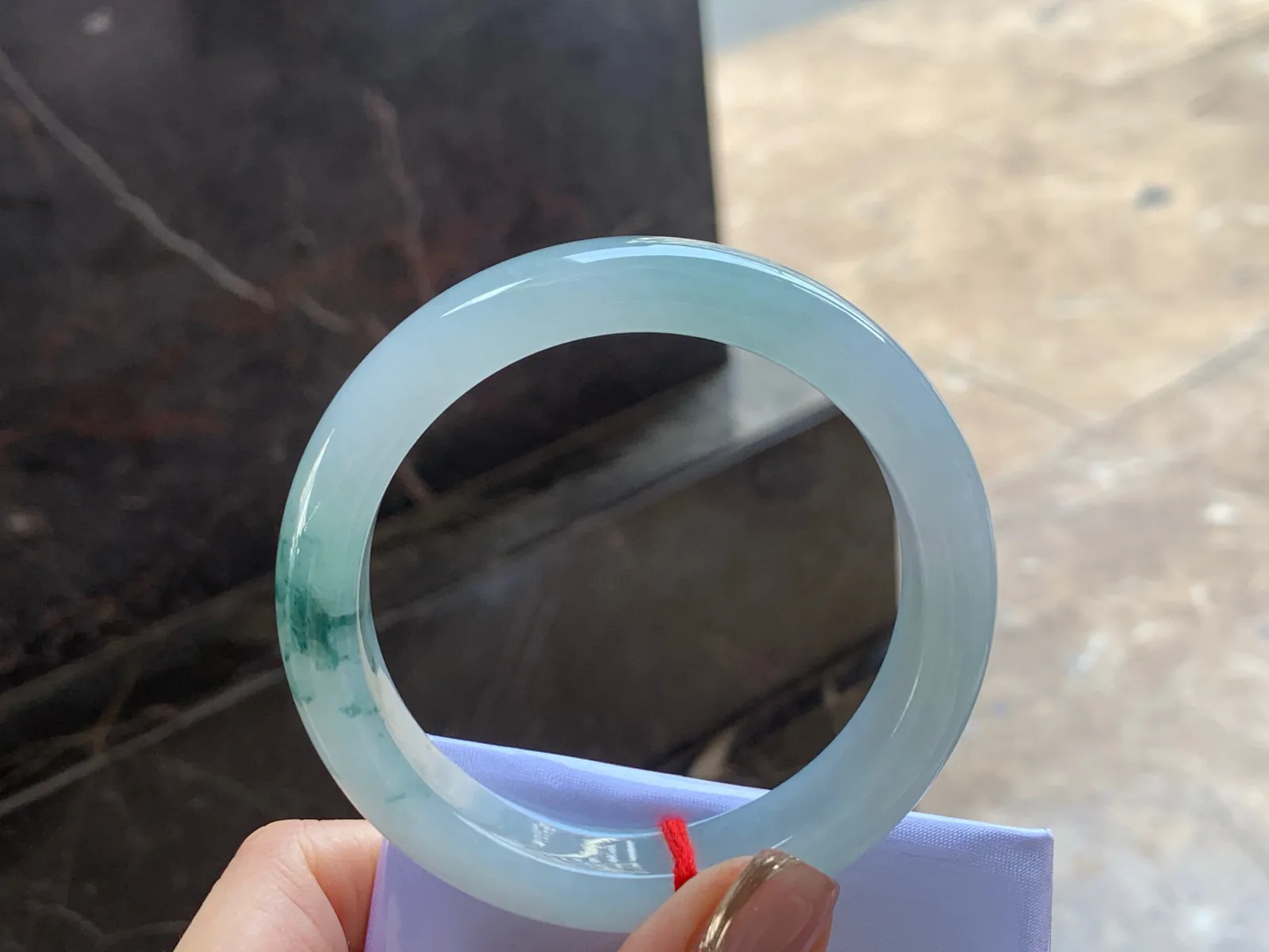 冰飘花手镯，种好水润，飘花灵动，57.3/12.7/8.6mm