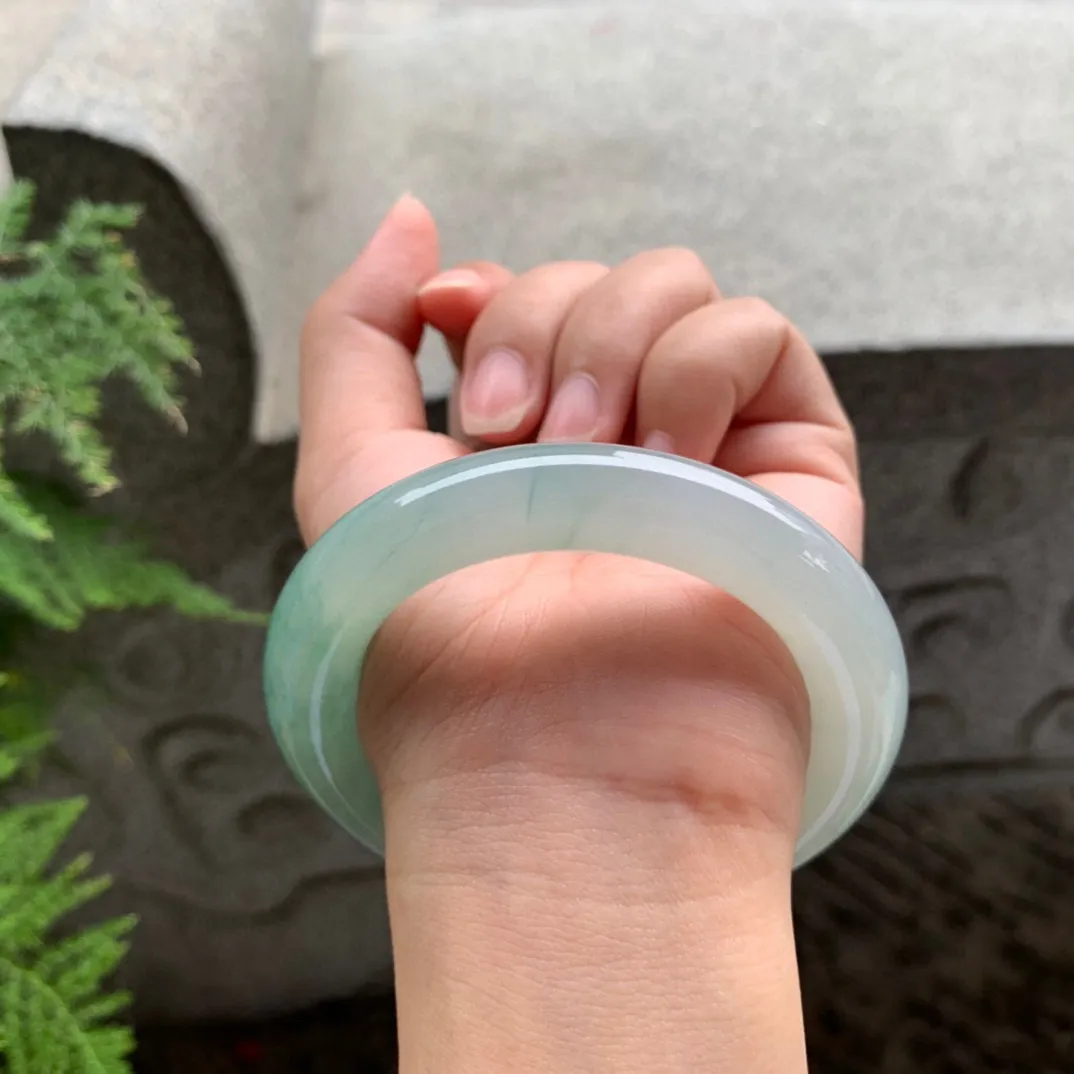 圈口55.3-11.8 【冰芙蓉绿圆条手镯】圆条55 56可戴