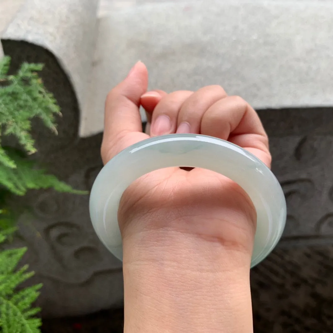 圈口55.3-11.8 【冰芙蓉绿圆条手镯】圆条55 56可戴