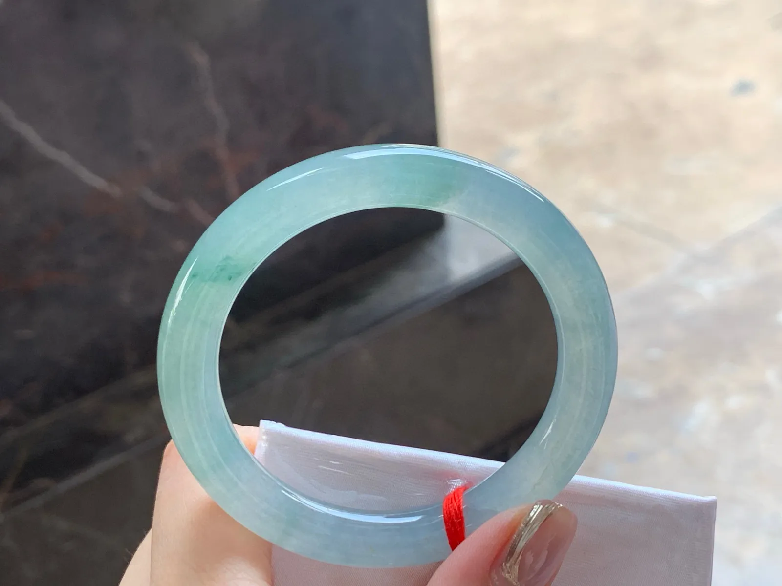 冰晴圆条手镯，底色漂亮，种好水足，51.8/8.6mm
