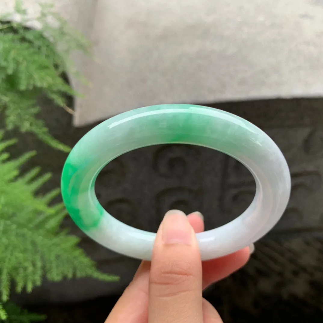 圈口55.3-10.8 【阳绿圆条手镯】圆条55 56可戴