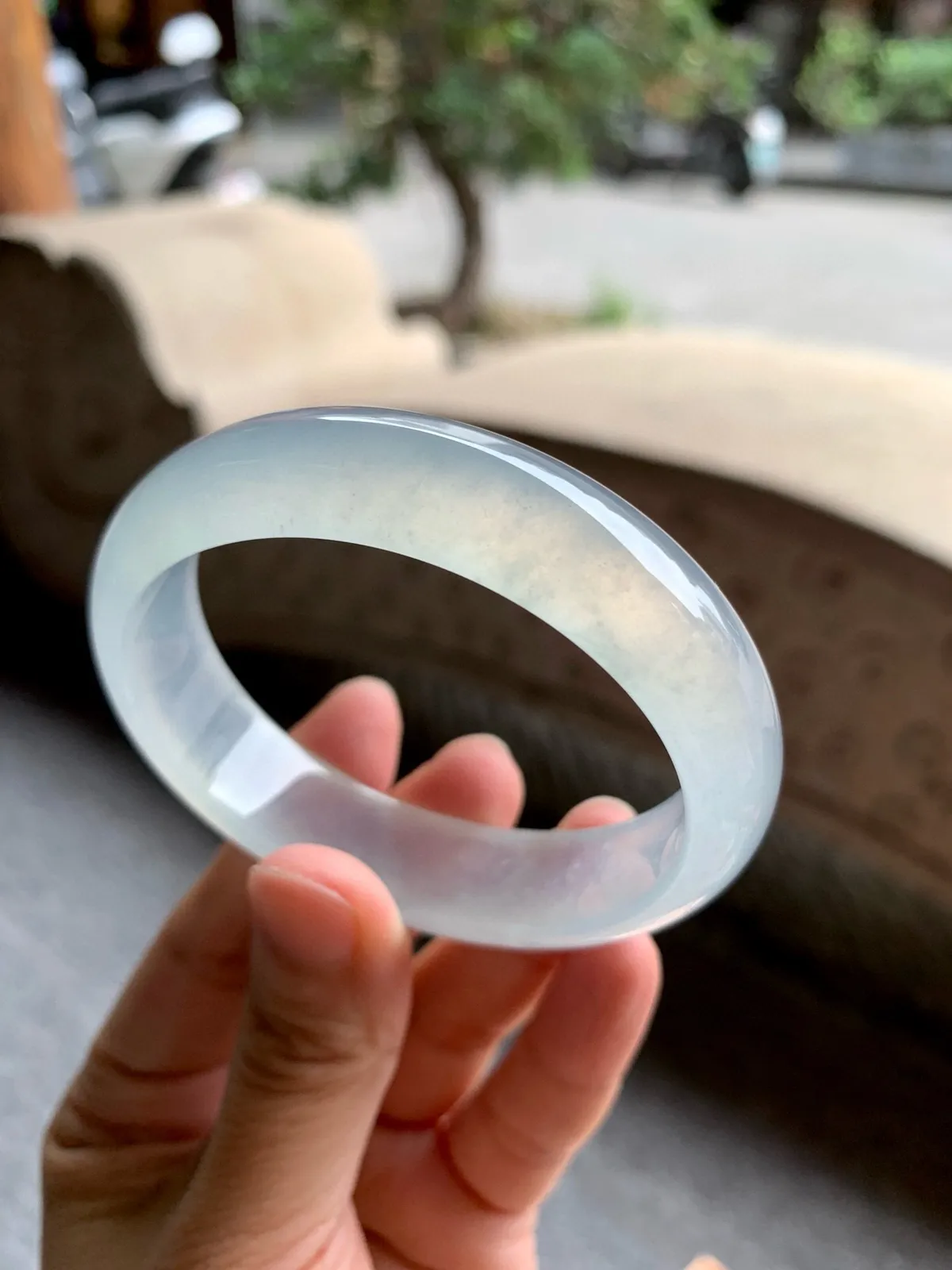 贵妃冰玻白月光 无瑕 尺寸:58.5/51.5/14.5/7.1 荧光闪闪 