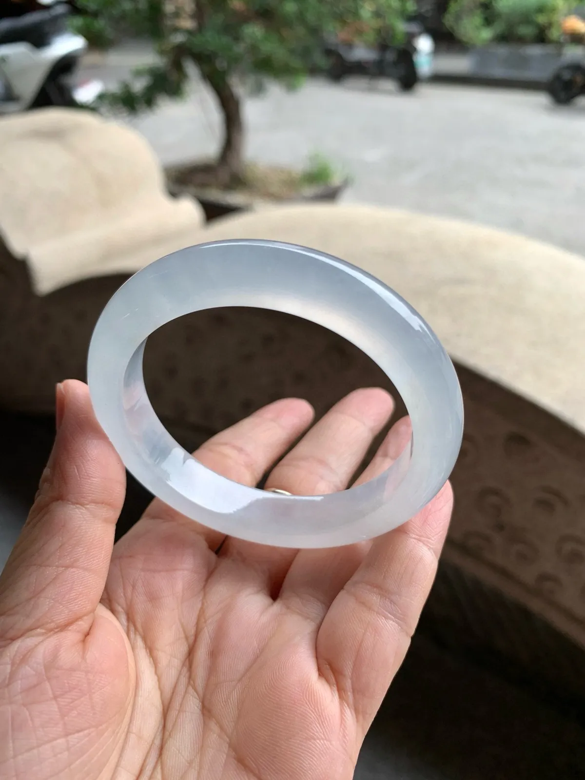 正圈冰玻种白月光 微冰丝 不影响 尺寸:56.2/11.7/8.8 种水好