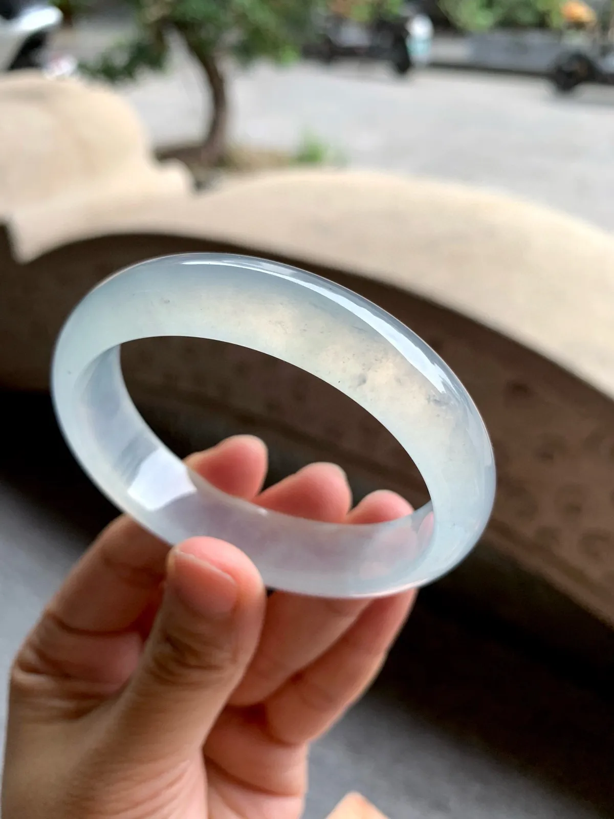 贵妃冰玻白月光 无瑕 尺寸:58.5/51.5/14.5/7.1 荧光闪闪 