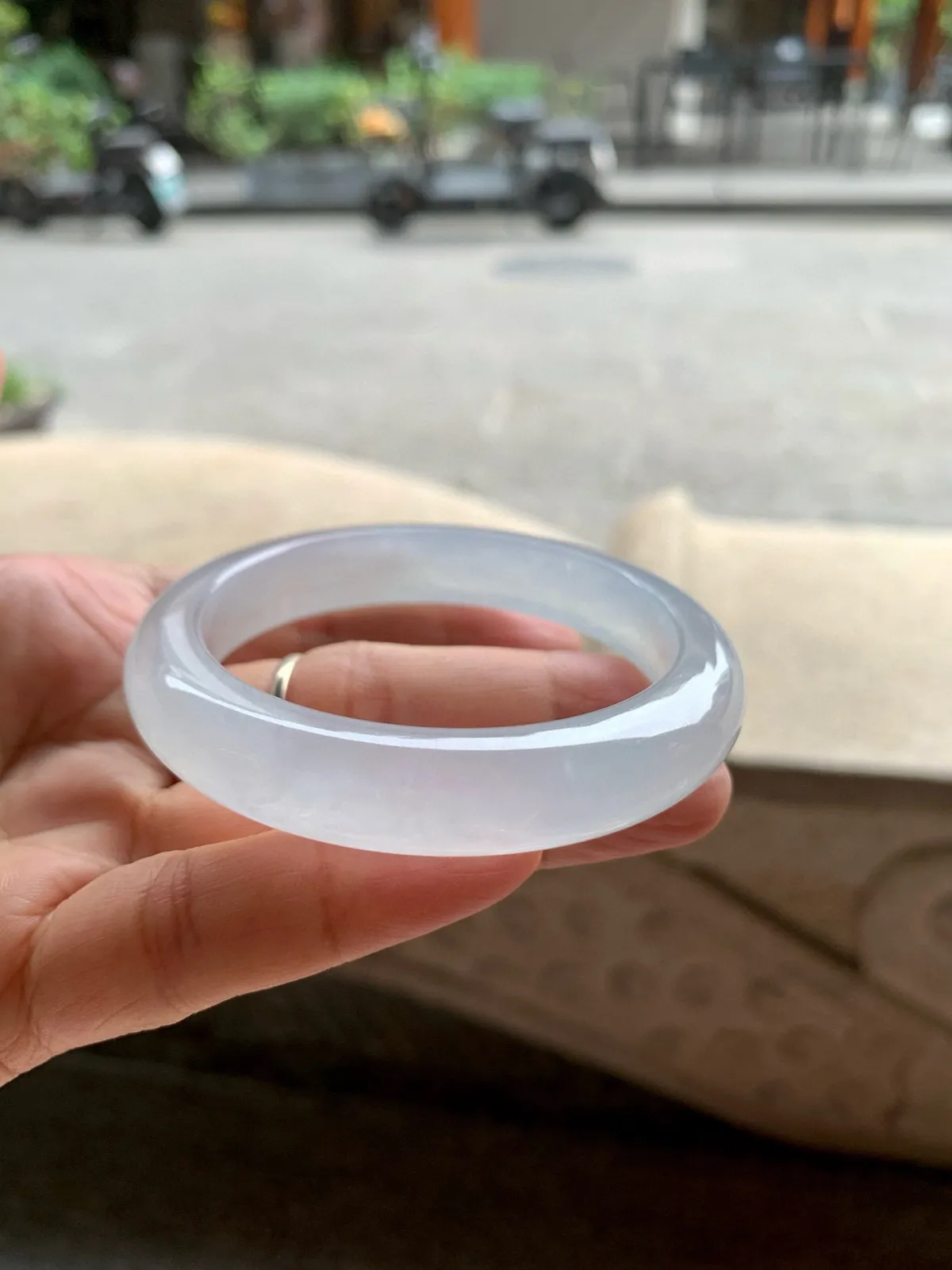 正圈冰玻种白月光 微冰丝 不影响 尺寸:56.2/11.7/8.8 种水好