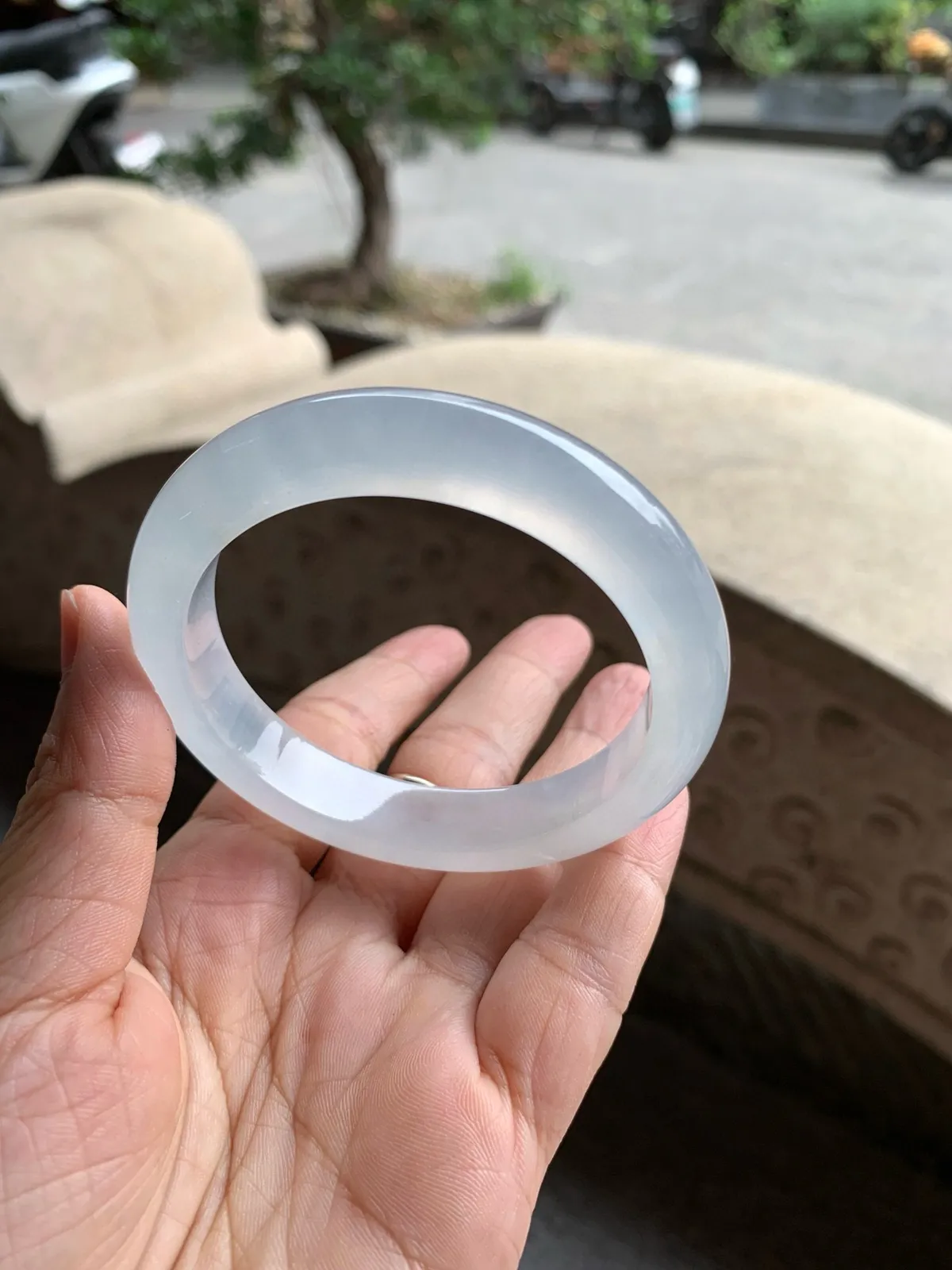 正圈冰玻种白月光 微冰丝 不影响 尺寸:56.2/11.7/8.8 种水好