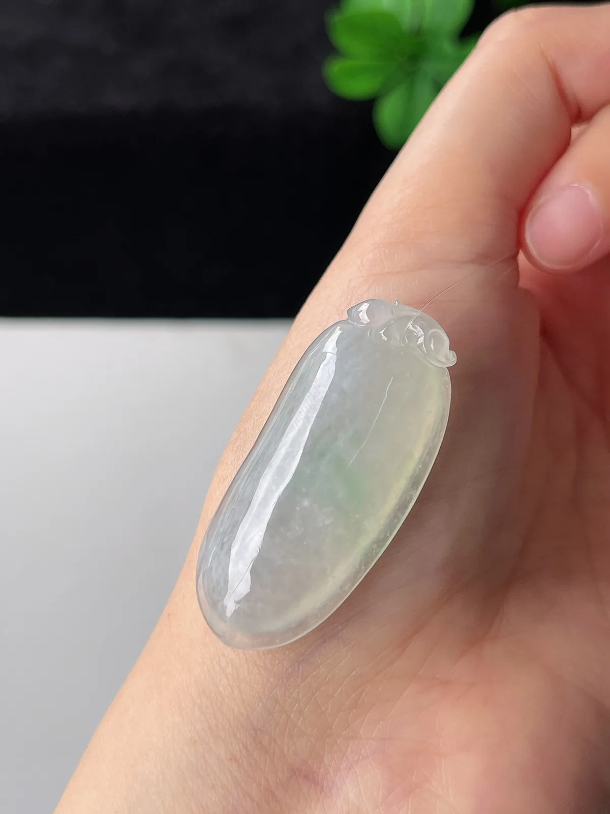 翡翠冰糯种飘绿福瓜