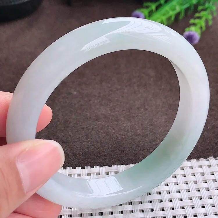 自然光60大圈口老坑秀气冰润起胶飘花手镯翡翠玉镯尺寸60/12.2/9