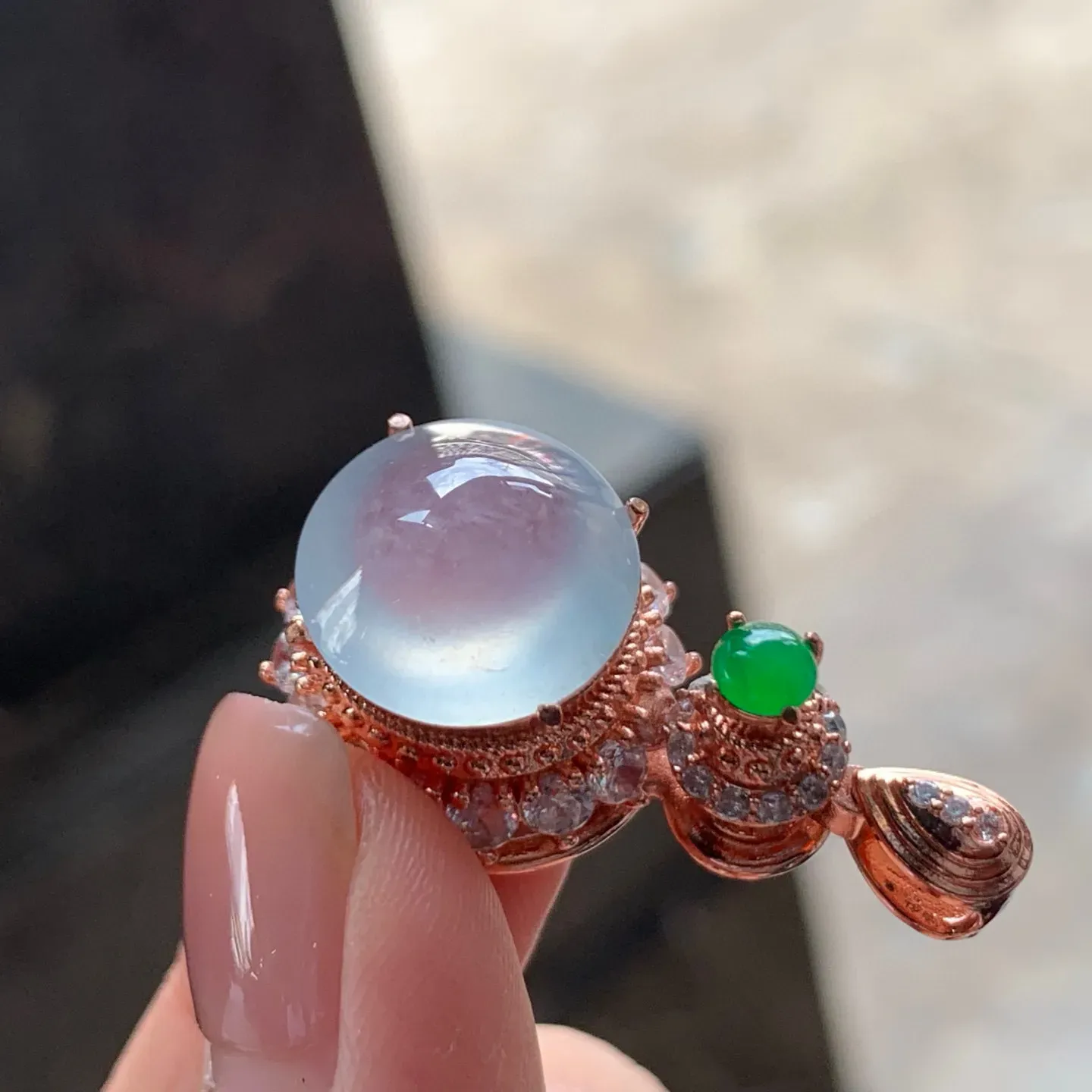 冰种蛋面
种好 铜托