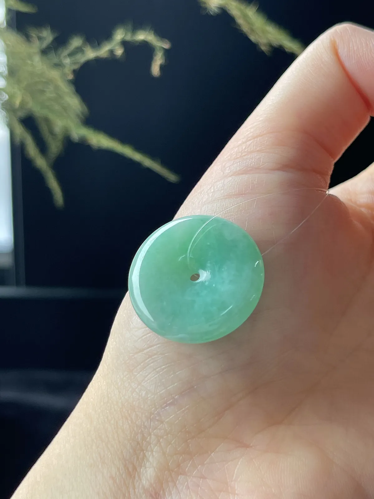 翡翠冰糯种浅绿色平安扣