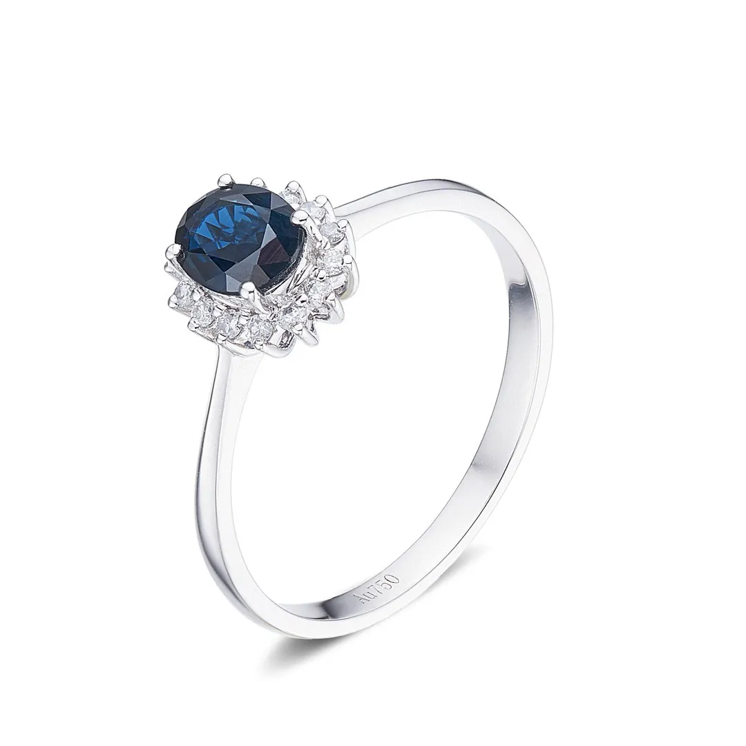 天然蓝宝石戒指，18k金配天然南非真钻镶嵌，上手效果好。
主石：0.76ct，配钻：14粒，总重：1.908g，圈口：14，编号：DQXP775152