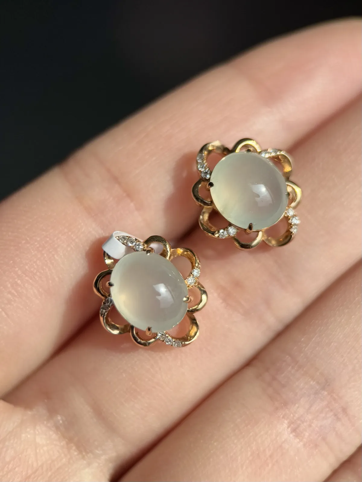 18k 蛋面耳钉