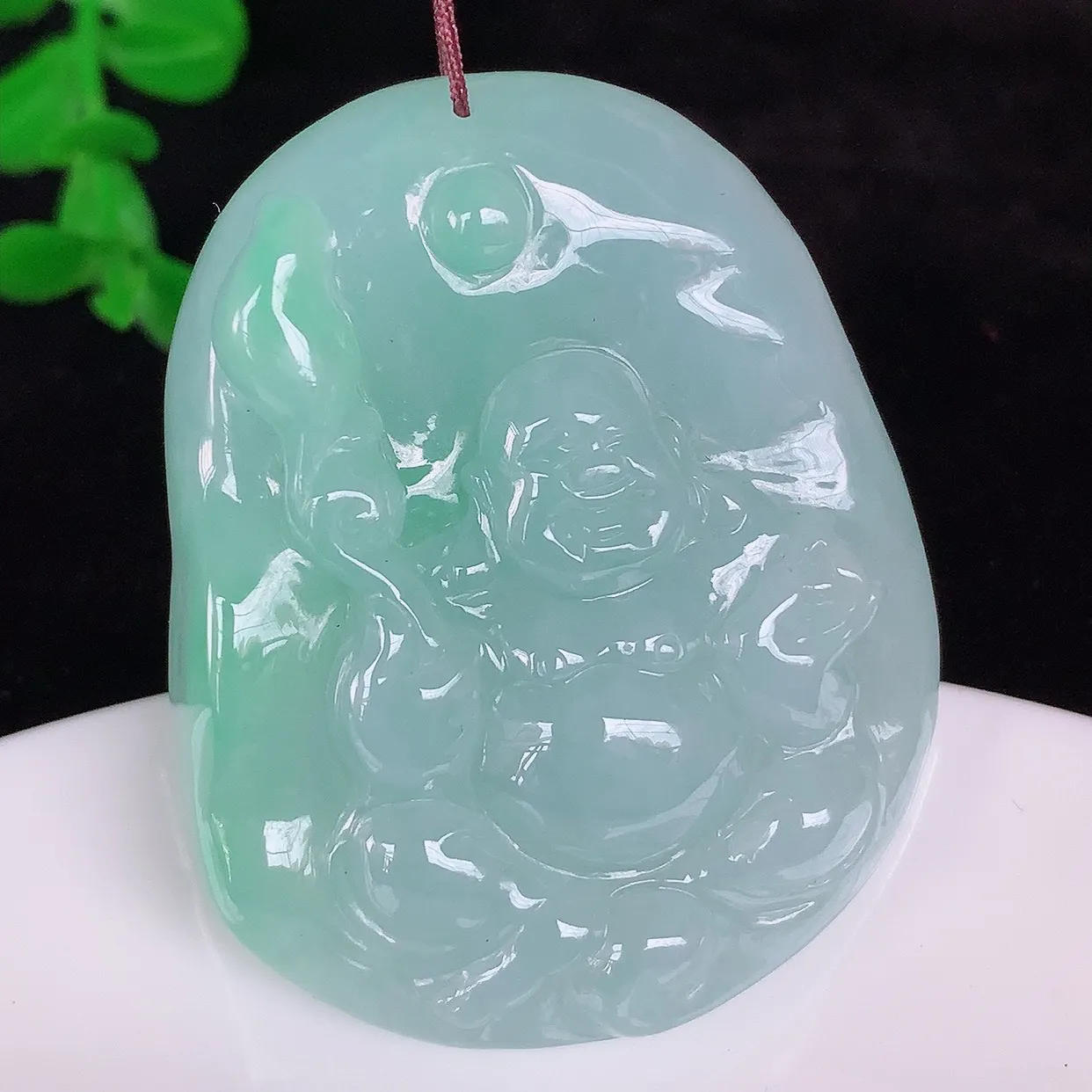 自然光实拍，冰润冰糯种飘绿翡翠逍遥布袋佛吊坠，代代有钱，水足丰盈，盈满欢喜，配戴送礼佳品！#46.22