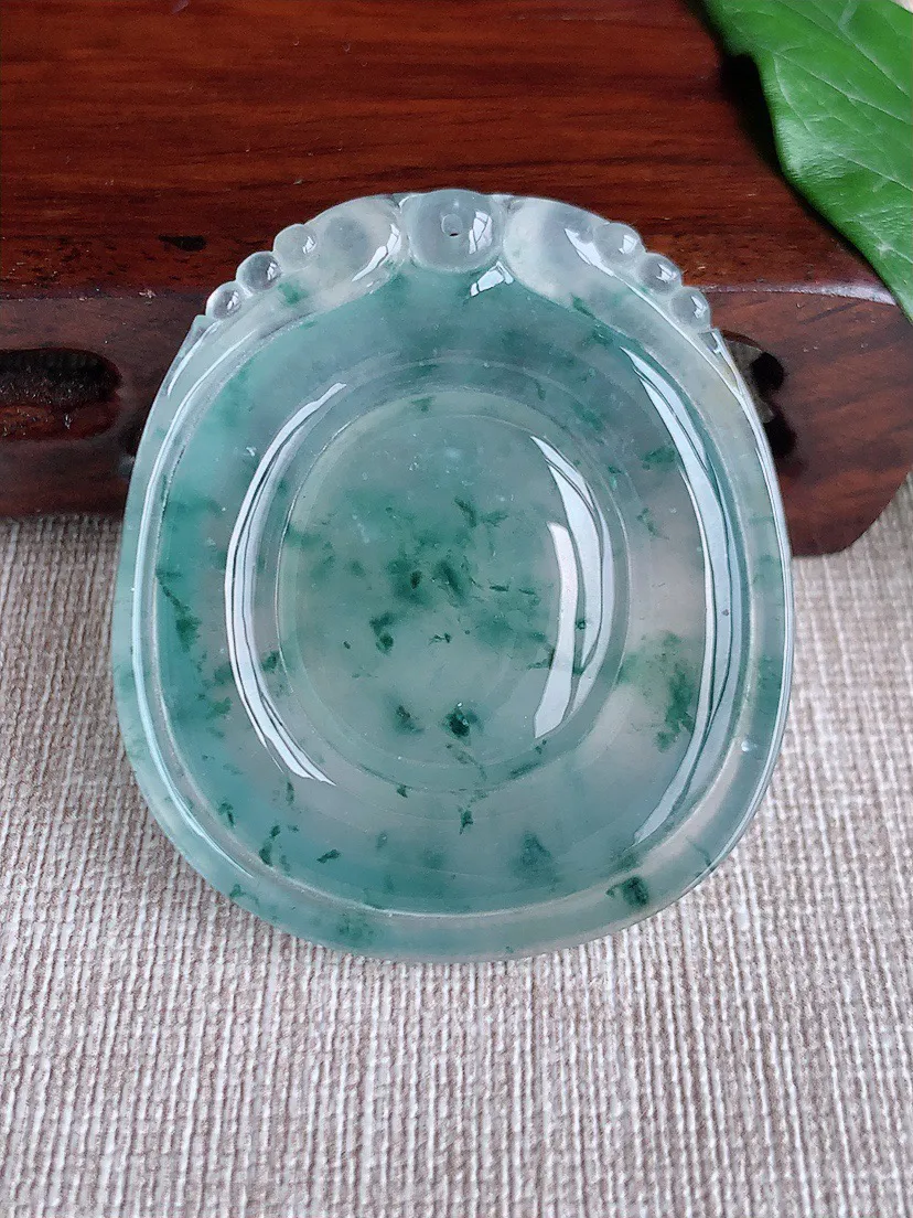 缅甸a货翡翠ddj老坑高冰种飘花福贝吊坠 整体47.4×41.3×7.7mm 29.00