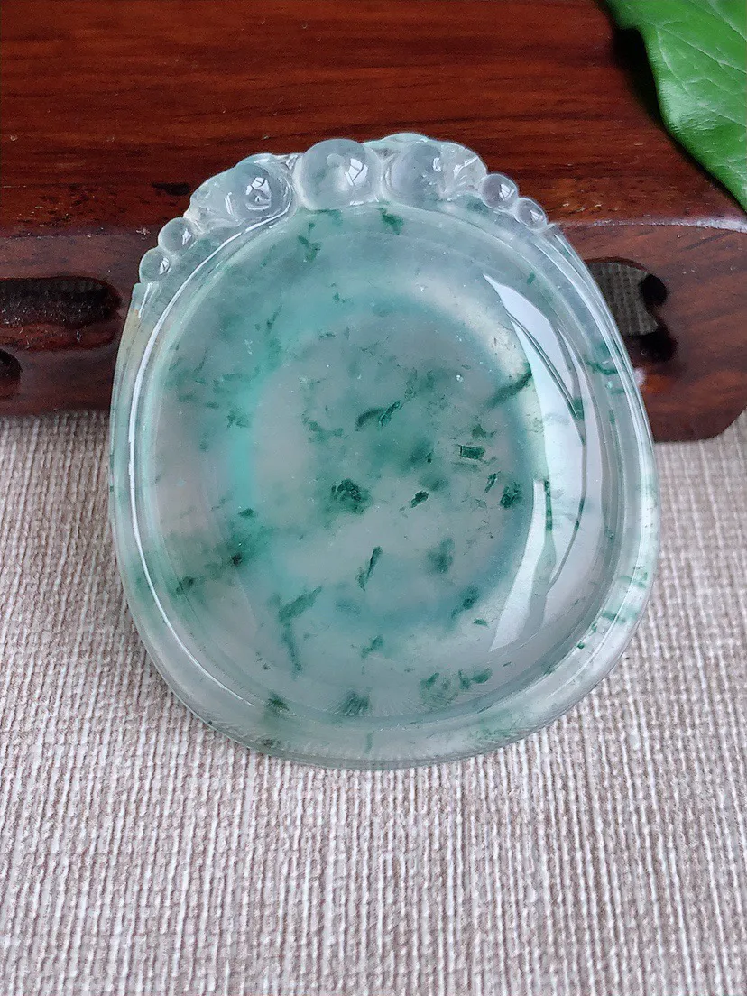 缅甸a货翡翠ddj老坑高冰种飘花福贝吊坠 整体47.4×41.3×7.7mm 29.00