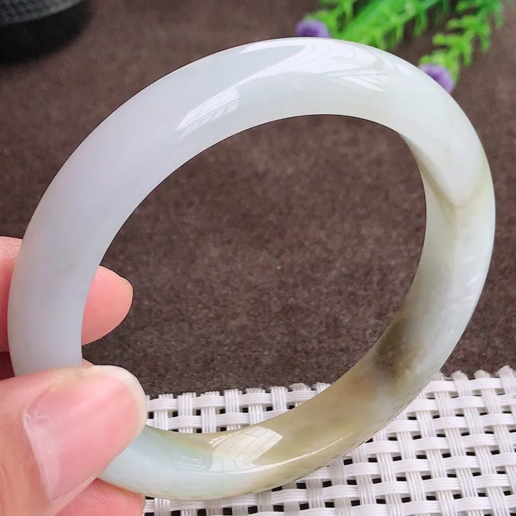 自然光58.5圈口老坑精美温润特色黄翡手镯翡翠玉镯尺寸58.5/10.7/8.8