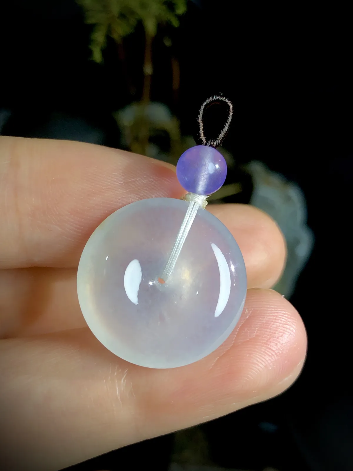 冰种平安扣子，20.6-5.2mm，顶珠为装饰品