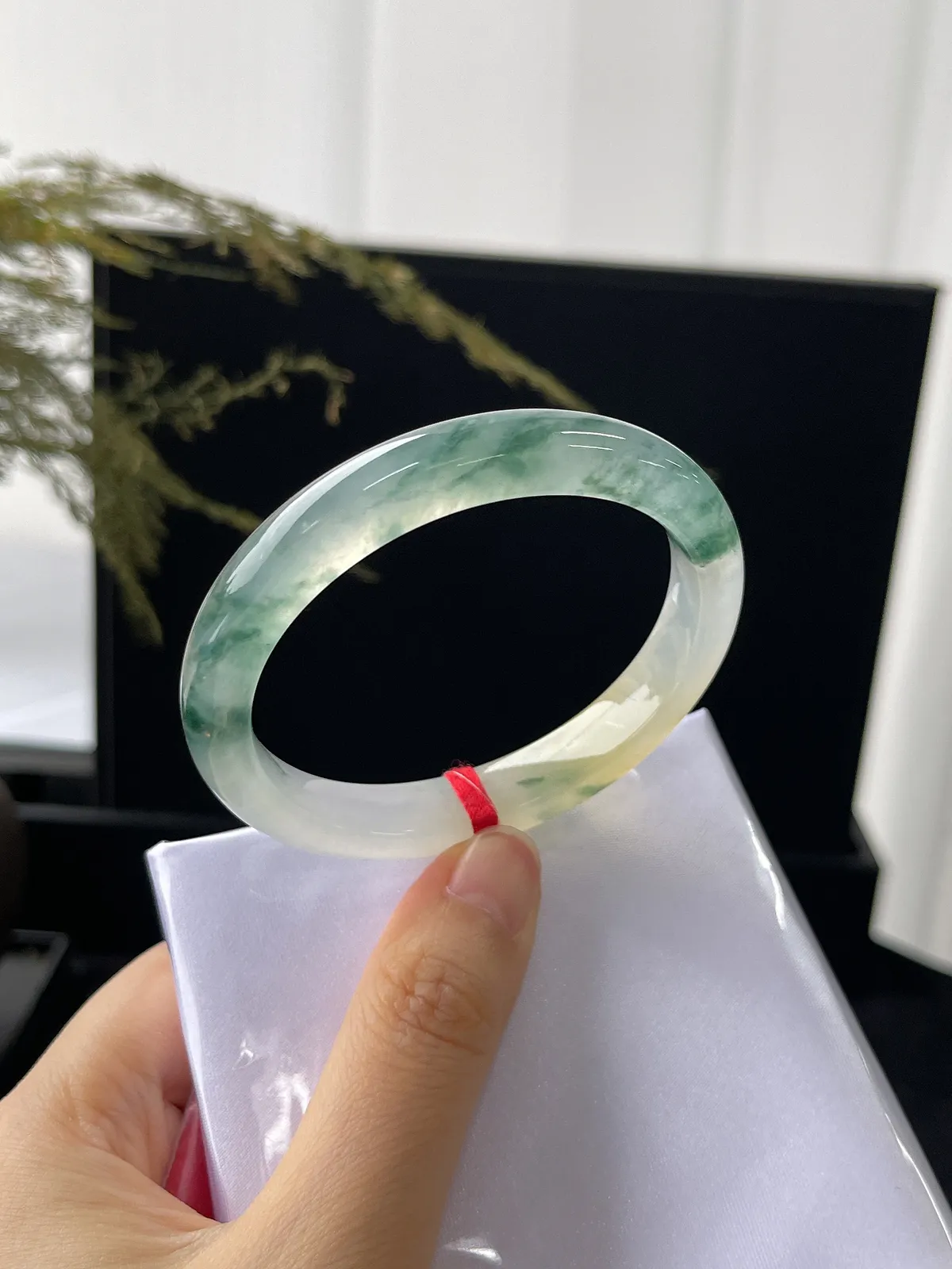 贵妃镯53圈口，翡翠冰种黄加绿手镯