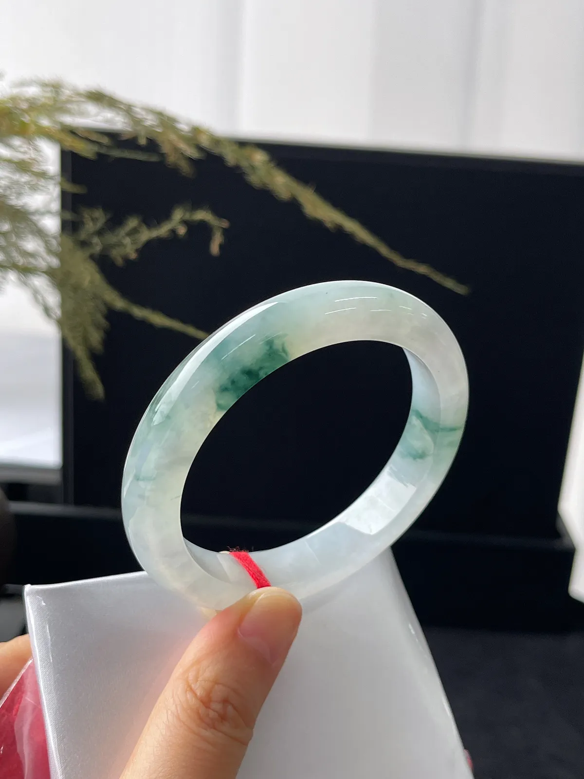 正圈52.7圈口，翡翠冰糯种飘花手镯