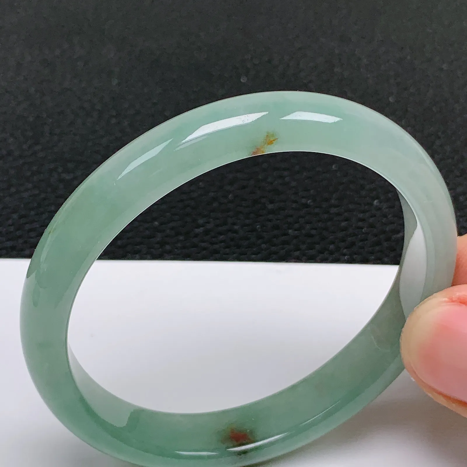 天然翡翠A货老坑冰润满绿贵妃手镯 尺寸55.2*49.2*11*6.6mm