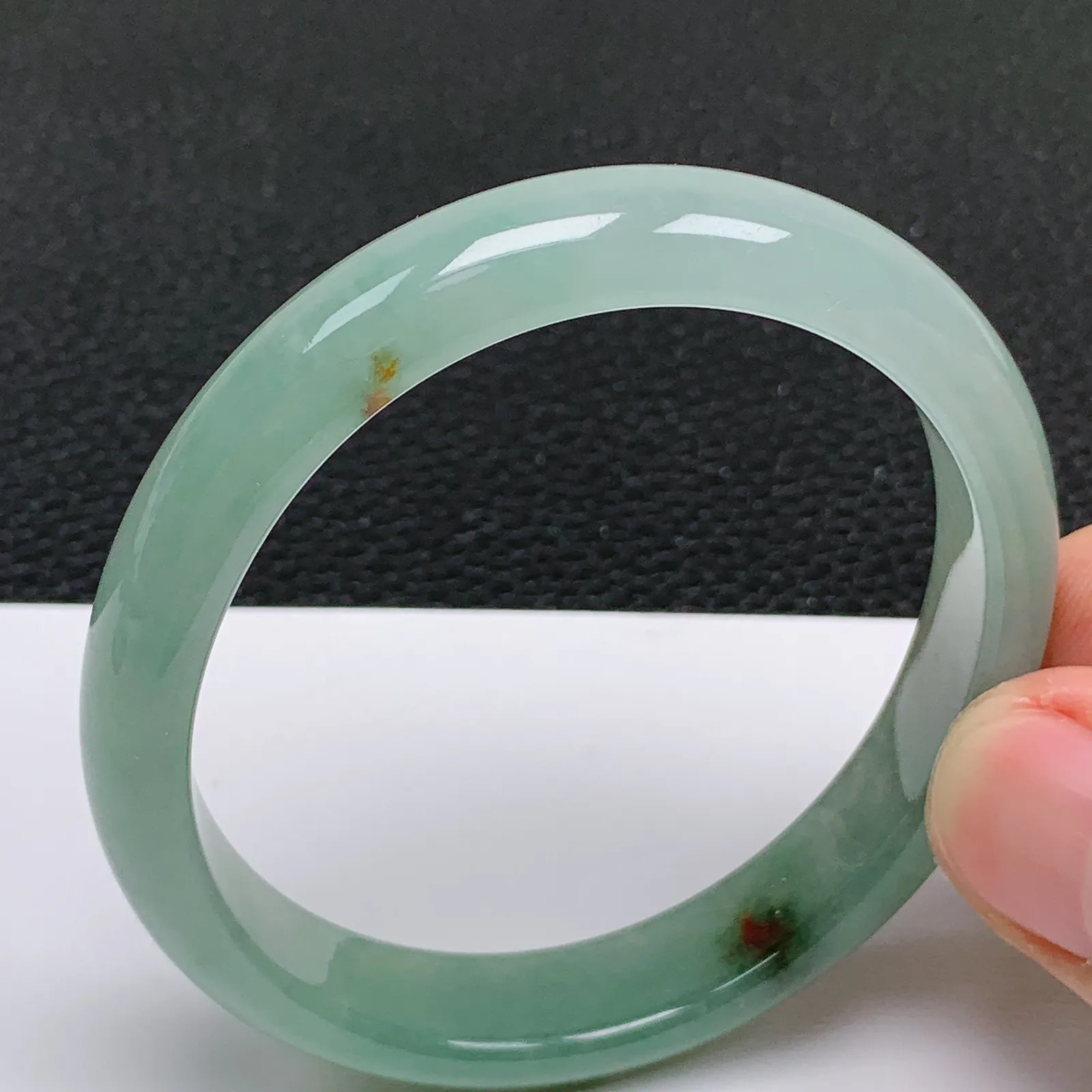 天然翡翠A货老坑冰润满绿贵妃手镯 尺寸55.2*49.2*11*6.6mm