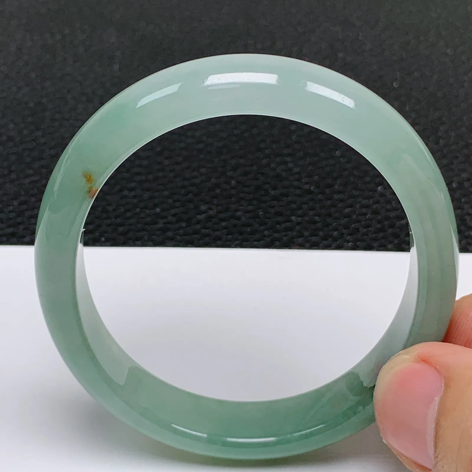 天然翡翠A货老坑冰润满绿贵妃手镯 尺寸55.2*49.2*11*6.6mm