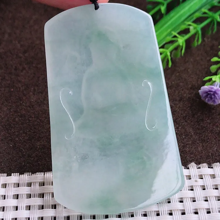 自然光老坑冰透果冻胶晴底观音菩萨观音牌吊坠翡翠玉坠尺寸67.5/42.3/5.2